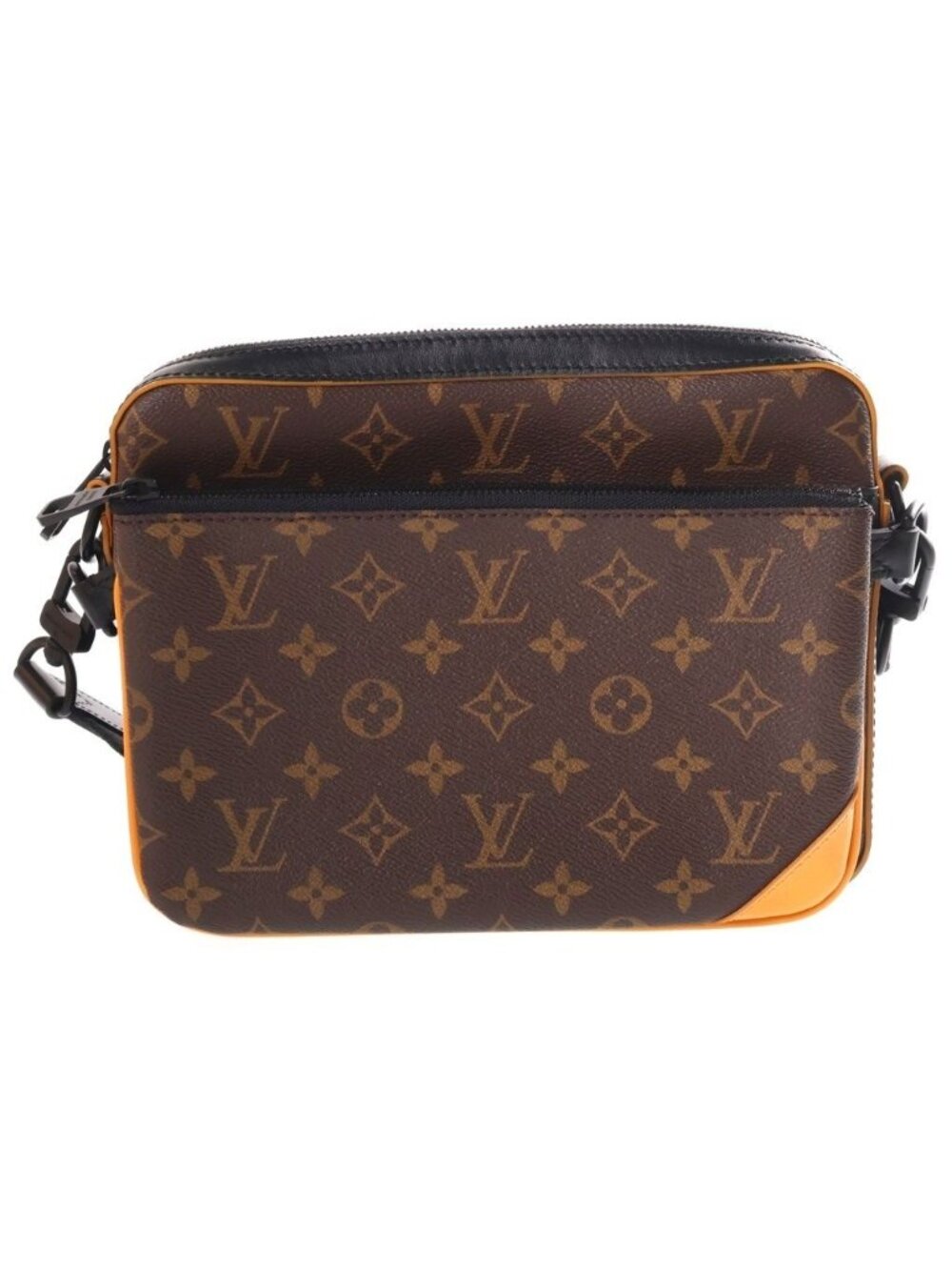 Louis Vuitton Monogram Macassar Trio Messenger Shoulder Bag Brown Leather Black